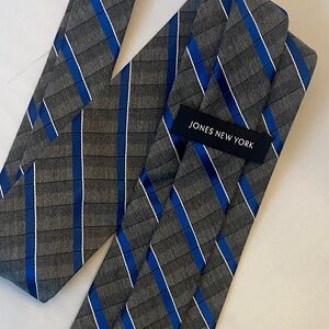 Jones New York Charcoal and Royal Blue Striped Tie